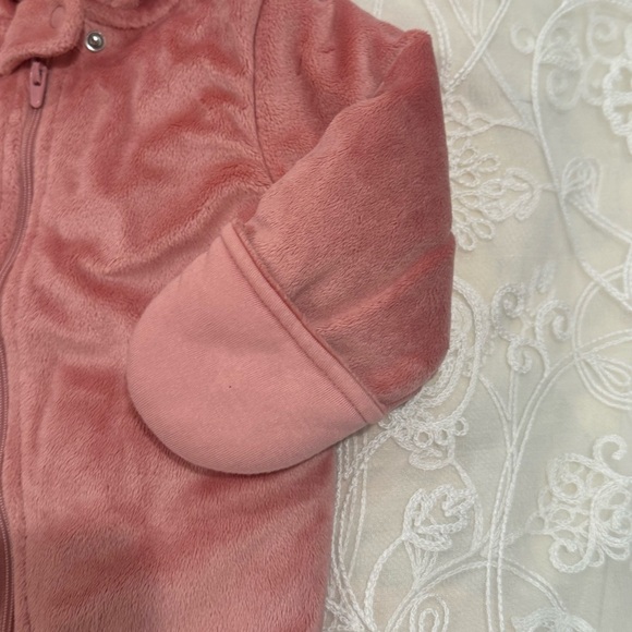 Cozy Pink Footies One Piece with Hood and Long Sleeves - Picture 5 of 7